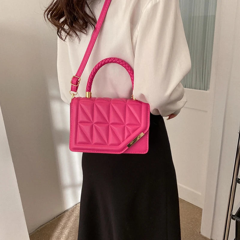 2024 New Fashion Shoulder Bag Plaid PU Leather Ladies Handbags Designer Crossbody Bags For Women - Kimlud