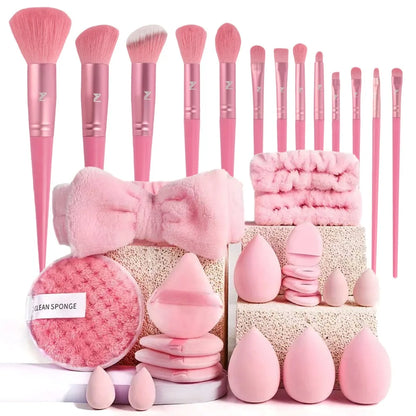Soft 20/40pcs Makeup Tools Kit Headband Wristband Professional Makeup Brush Set Comfortable Makeup Brushes