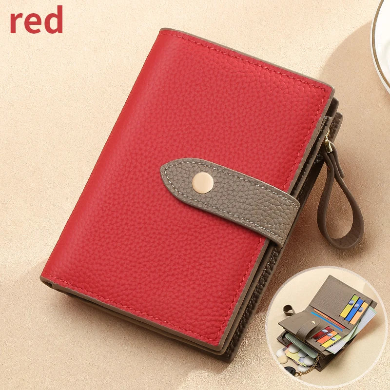 Retro clamshell design minimalist ladies' genuine leather wallet Essential for fashion-forward travel Multiple security...