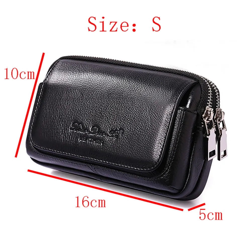 High Quality Men Genuine Leather Waist Pack Bag Coin Cigarette Purse Pocket Pouch Belt Bum Cell/Mobile Phone Case Fanny...