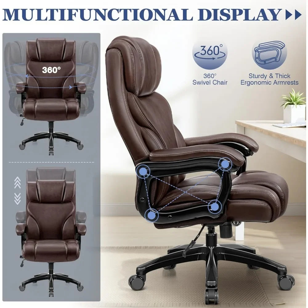 Big And Tall Office Chair 500lbs Capacity Ergonomic Executive with Adjustable Lumbar Support High Heavy Duty for Comfortable - Kimlud