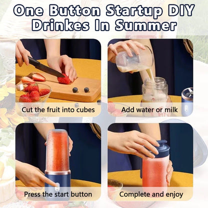 Portable Blenders 6Blade Fruit Juicer Machine Multifunction Dual Cup Juicer USB Charging Household Orange Juicer Milkshake Mixer