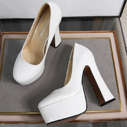 Fashion High Heels Pumps Shoes Woman Platform Red Pink Black White Women's Heeled Party Office Wedding Dance Shoes Large Size 45
