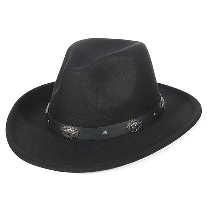 Autumn Winter Western Cowboy Hat for Men Women Wide Brim Fedora Jazz Hats Cowgirl Hat with Belt | Kimlud Outdoor Mid...