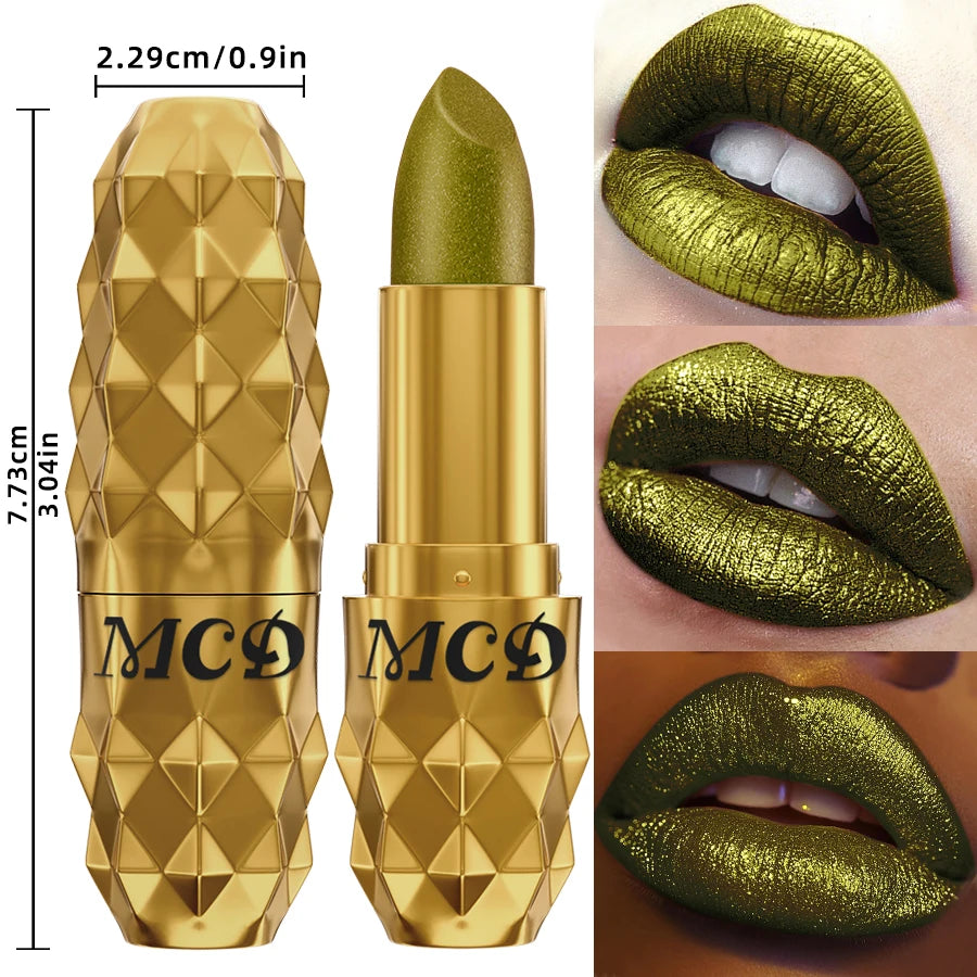 5 colors pearlescent metallic lipstick bold& intense glitter shinny lip tint  long lasting lip senior matte lip makeup gifts