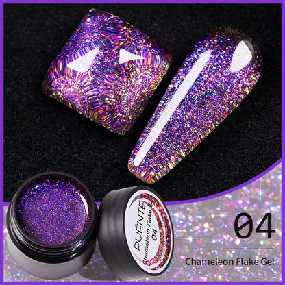 7.5ML Sparkling Reflective Glitter Gel Nail Polish Pink Purple Red Blue Colors Dark Flashing Nail Gel Soak Off UV Nail Varnish