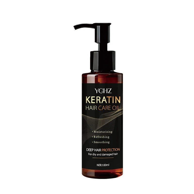 Keratin Hair Oil, Nourishes and Protects Hair, Effectively Moisturizes and Cares for It, Instantly Makes Hair Shiny and Smooth, with a Charming Fragrance, Suitable for All Dry and Frizzy Hair Types
