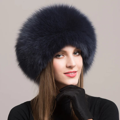 Hot Sale 100% natural Fox Fur Hat Women Cap Thick Fur Cap Winter Warm Hat Female Fashion For Women Hat With Earmuffs Hat...
