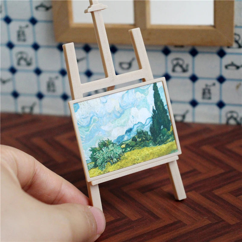 1/12 Scale Miniature Dollhouse Painting Pigments Palette Easel Decor for OB11 BJD Doll Accessories Toy - Kimlud