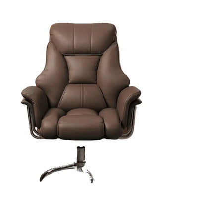 Ergonomic Reclining Office Chair with Footrest PU Leather Executive Swivel Computer Desk Chair Aluminum Base for Home Office - Kimlud