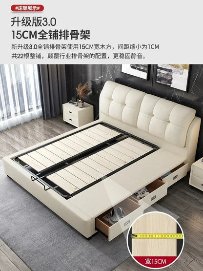 Premium High-quality New Arrival Technology Fabric Bed Small Unit, Master Bedroom, Large Bed, Light Luxury Nordic Fabric Bed