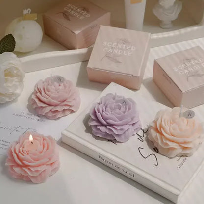 Creative Peony Candle Floral Fragrance Mothers Day Gift Idea Handmade Soy Wax Aromatherapy for Home Decor Favor Present
