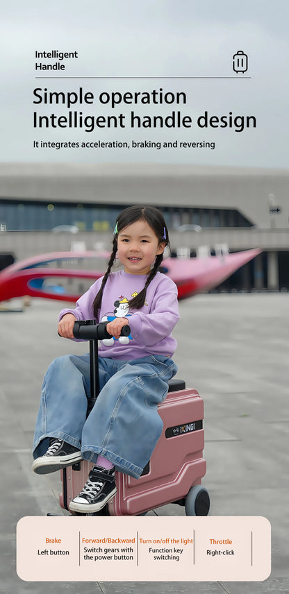 Deluxe Electric Scooter Luggage Children's Cabin Portable Smart Luggage Comfortable Seat Silver Trolley Multipurpose Bag...