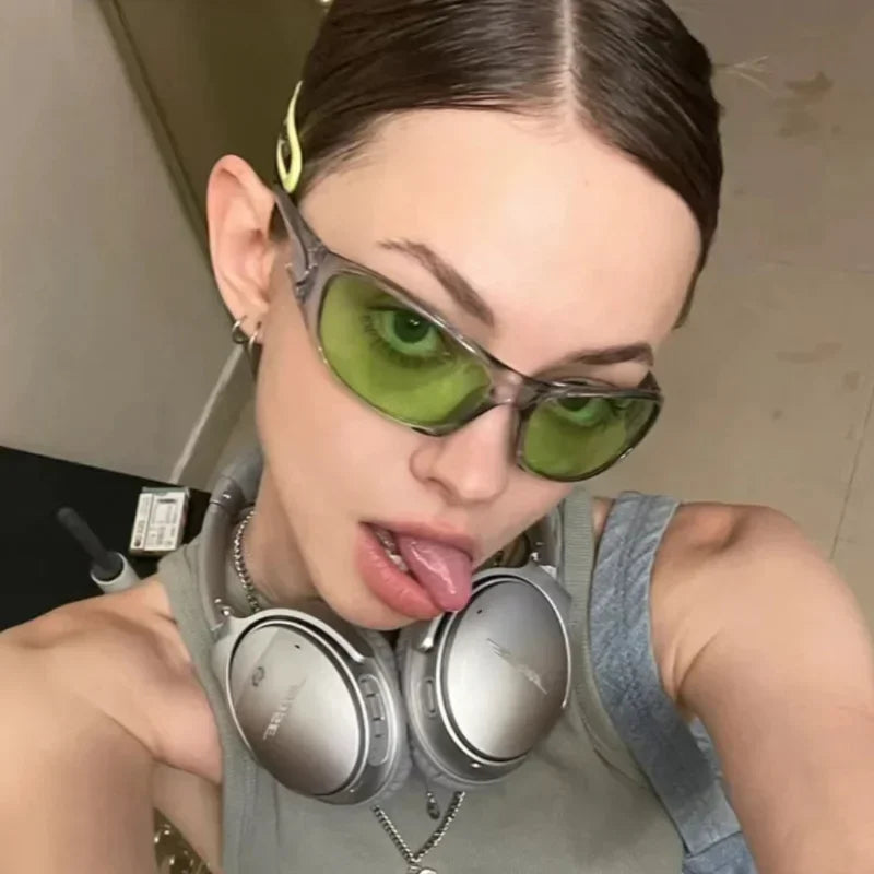 Y2K Sports Punk Sunglasses for Women Brand Designer Square Goggle Men Luxury Sun Glasses UV400 Colorful Mirror Eyewear - Kimlud