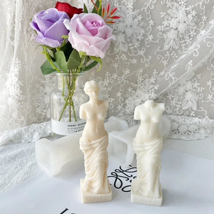 3D Roman Column Candle Mold Ancient Pillar Silicone Mold DIY Venus Portrait Scented Candle Body Plaster Silicone Mold Home Decor
