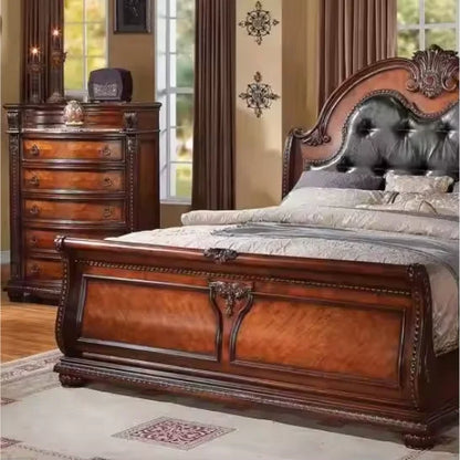 Royal French Italian Elegant Luxury Bedroom Furniture European Style King Size Beds Carved Solid Wood Bedroom Sets High Quality - Kimlud