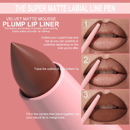 1PC Waterproof Matte Lip Liner Contours Lips in Shades Sexy Red Lipstick Matte Red Brown Lipliner Pencil Makeup Slim Lip Outline