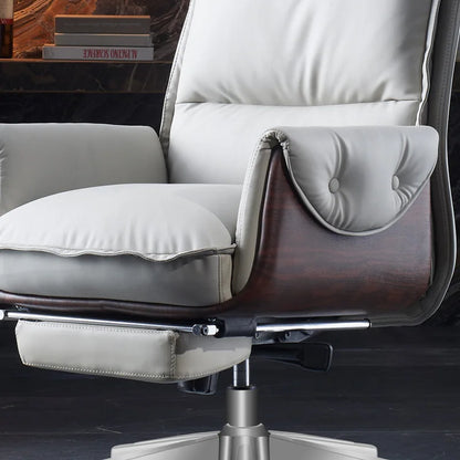 Computer chair Home boss chair Comfortable backrest Sedentary reclining Cowhide sub-study class Business office | Kimlud...
