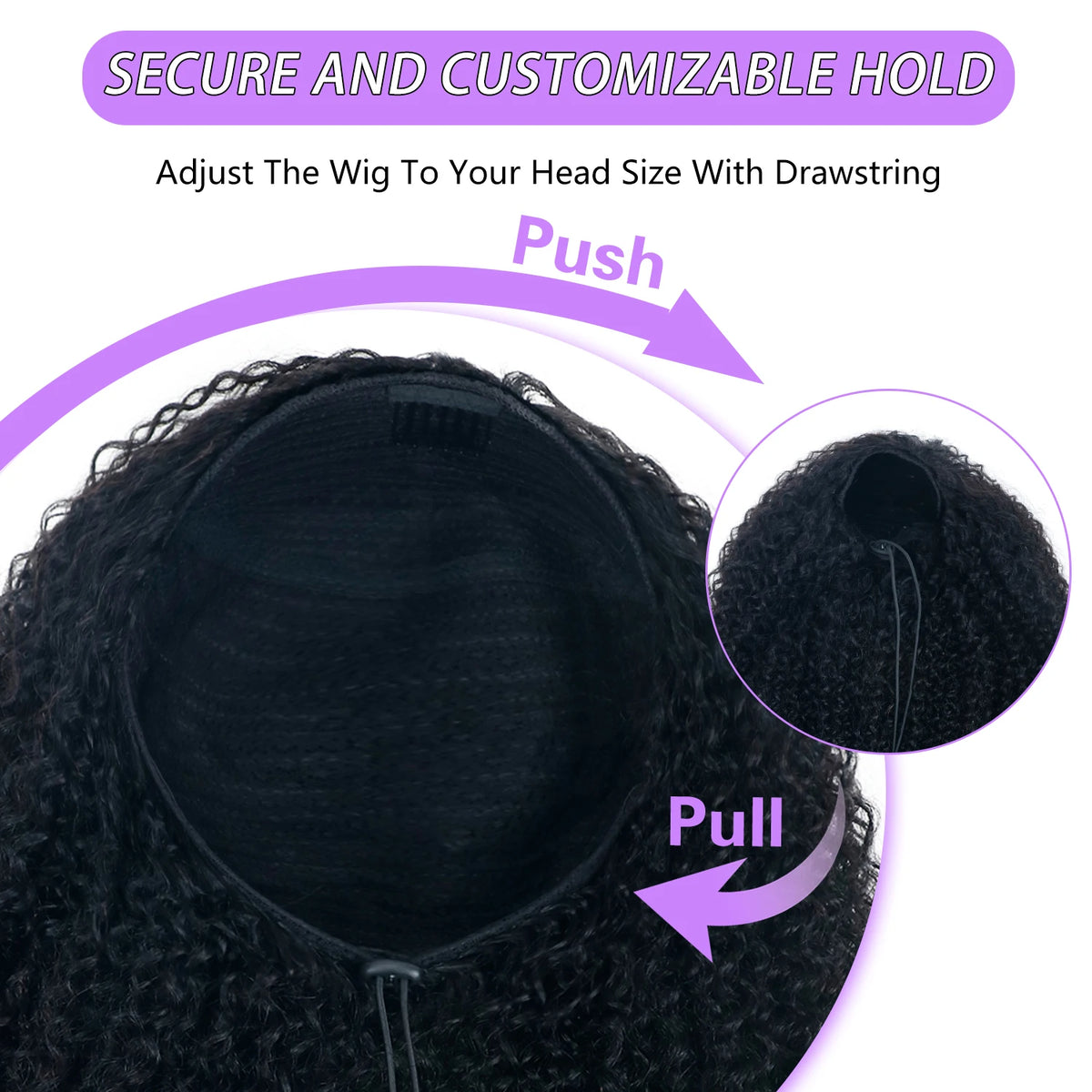 16-32 Inch 3 IN 1 Half Wig With Drawstring Seamless Human Hair Wigs Curly Wig Upgrade for Women Summer Machine Wigs
