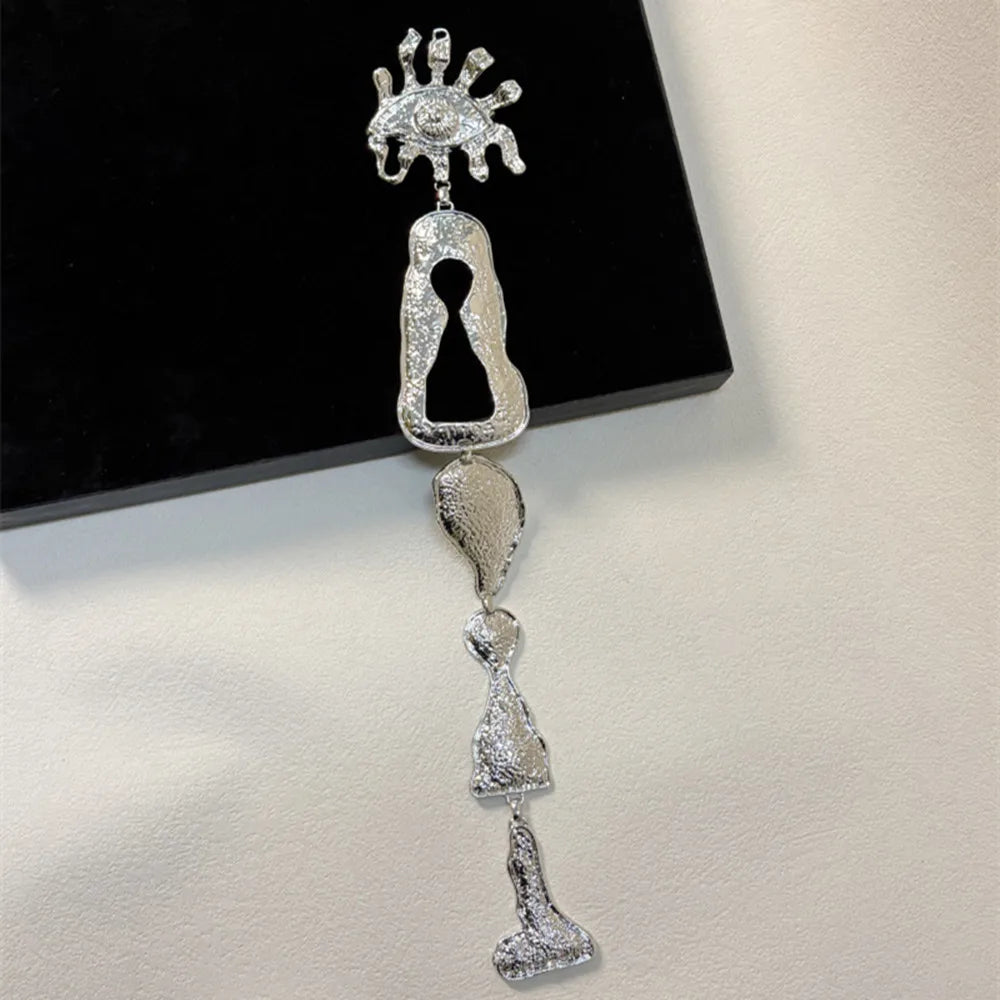 Vintage Abstract Metal Alloy Facial Charms Pin Brooches for Women Jewelry Exaggerated Coat Statement Brooch Accessory |...