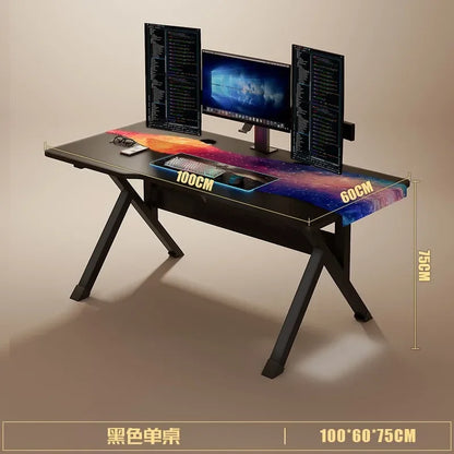 Ergonomic Large Gaming Desk, K-Shaped Gaming Table, PC Gaming Workstation Home Office Desks, Space-Saving, Easy to Assemble