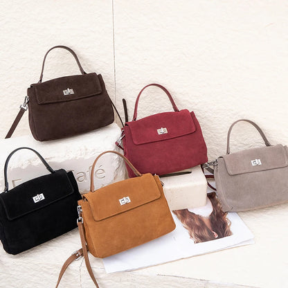2025 NEW Autumn winter women's Natural Suede leather Crossbody Bag luxury designer Genuine Leather commuting messenger bag