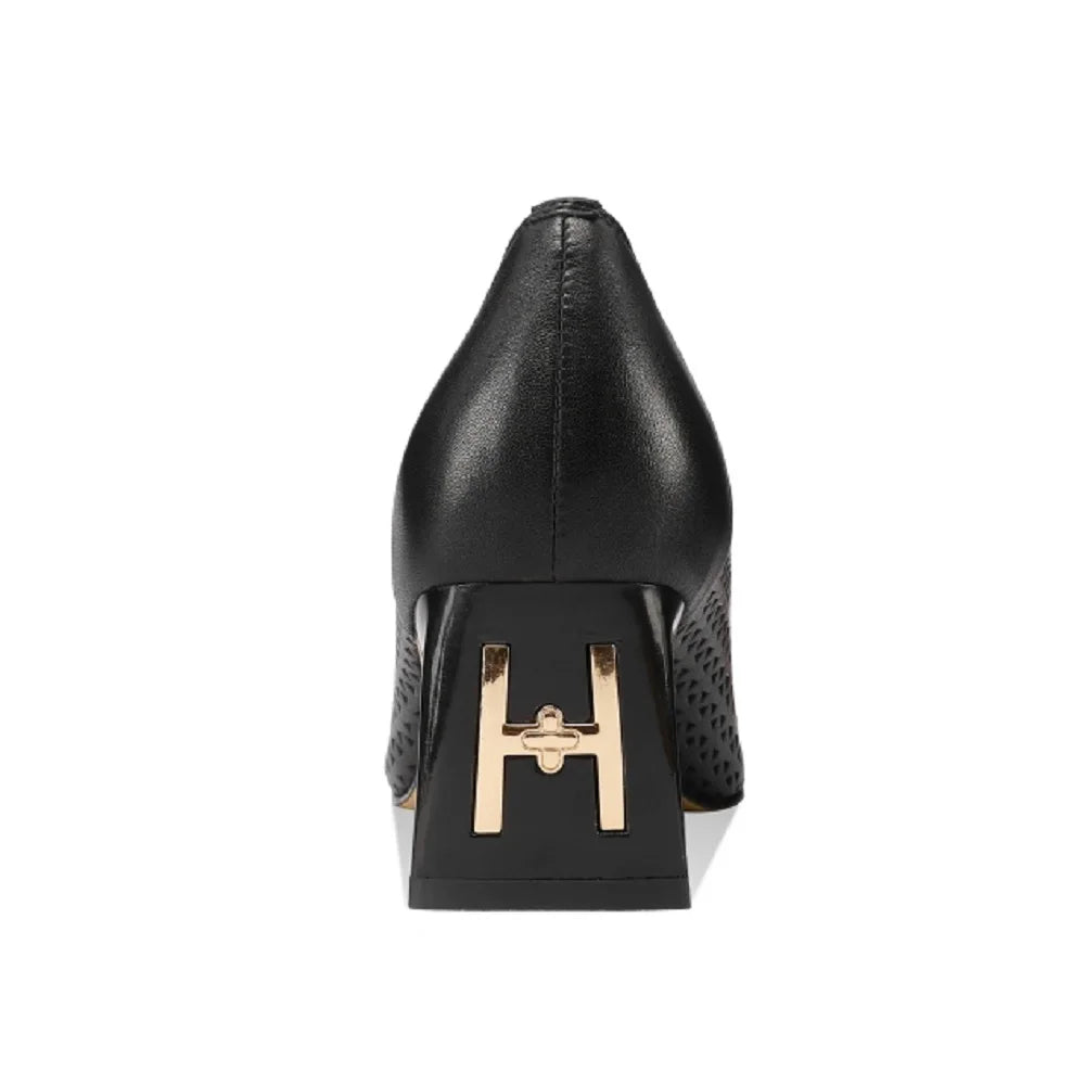 【JOCHEBED HU】New Fashion Hollow Out Women Pumps Square Toe Summer Shoes Chunky Heels Handmade Genuine Leather Shoes 33-43 - Kimlud