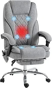Heated Vibration Massage Reclining Swivel Desk Chair with 6 Points and Adjustable Features for Comfortable Computer Use
