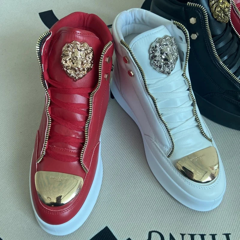 Zip decoration casual sneaker designer shoes for man luxury brand trainers running shoes high top sports casual ankle boots men - Kimlud