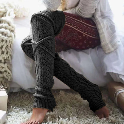 Womens Leg Warmers Boots Gaiter Winter Ankle Warm Thermal Ladies Wool Above Knee High Socks Knitted Female Y2k Accessory Gothic