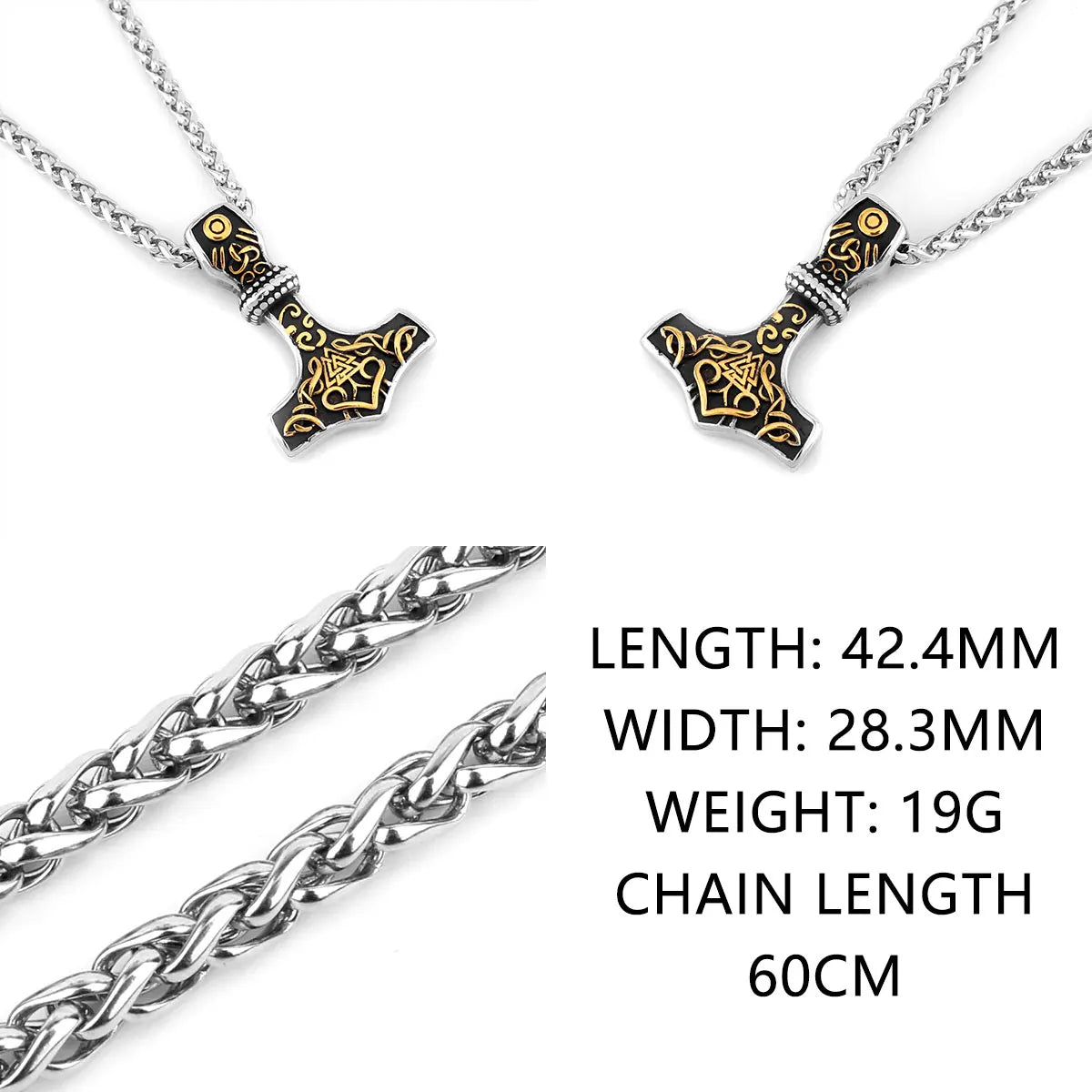 Fashion Viking Thor's Hammer Necklace Stainless Steel Men's Valknut Odin Symbol Pendant Necklace Celtic Knot Amulet Jewelry Gift