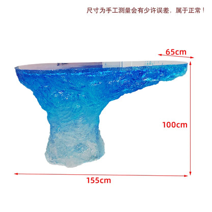 Premium Light Luxury Transparent Resin Hotel Front Desk Restaurant Villa Kitchen Partition Luminous Crystal Glacier Island Table