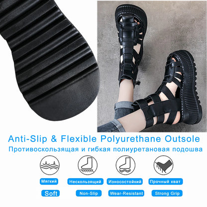 Koznoy 8cm 2025 Ethnic Weave Cow Genuine Leather Hollow Zip Summer Fashion Ankle Booties Women Chunky Heels Breathable...