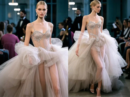 Sexy Beach Boho Wedding Dress Fashion Bridal Gown Tulle Wedding Dresses Sweetheart Neck Sequin Sweep Train 2025 Free Customized