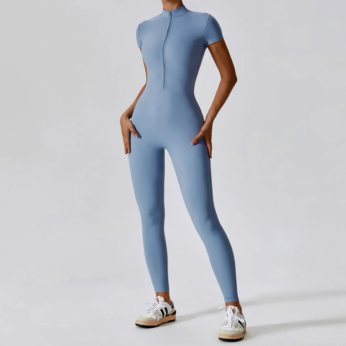 Yoga Jumpsuit Women Seamless Sports Zipper Jumpsuit Set Gym Long Sleeve Fitness Suit Elastic Gym Workout Bodysuit Athletic Wear - Kimlud