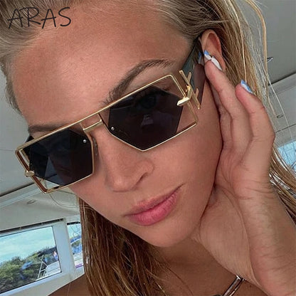 Steampunk Rectangle Sunglasses Women Men 2026 Luxury Hollow Metal Frame Sun Glasses Vintage Punk Hexagon Eyewear UV400...