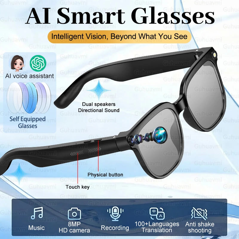 2026 AI Smart Glasses ChatGPT 800W HD Camera 4K Video Recorder 100+Translation Bluetooth Call Smart Eyeglasses For...
