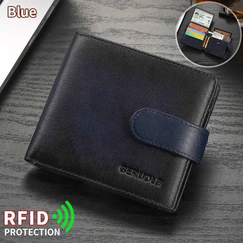 Compact genuine leather wallet, top-grain cowhide wallet with multiple card slots, RFID protection | Kimlud Premium Shirt