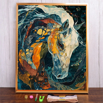 11CT Counted Abstract Horse Patterns Cross Stitch 30x40cm Full Printed Embroidery Eco-cotton Thread Handicraft For Bedroom Wall - Kimlud