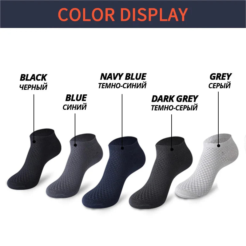 5 Pairs Men Bamboo Fiber Crew Socks Man High Quality Summer Winter Business Breathable Black Male Dress Ankle Socks |...