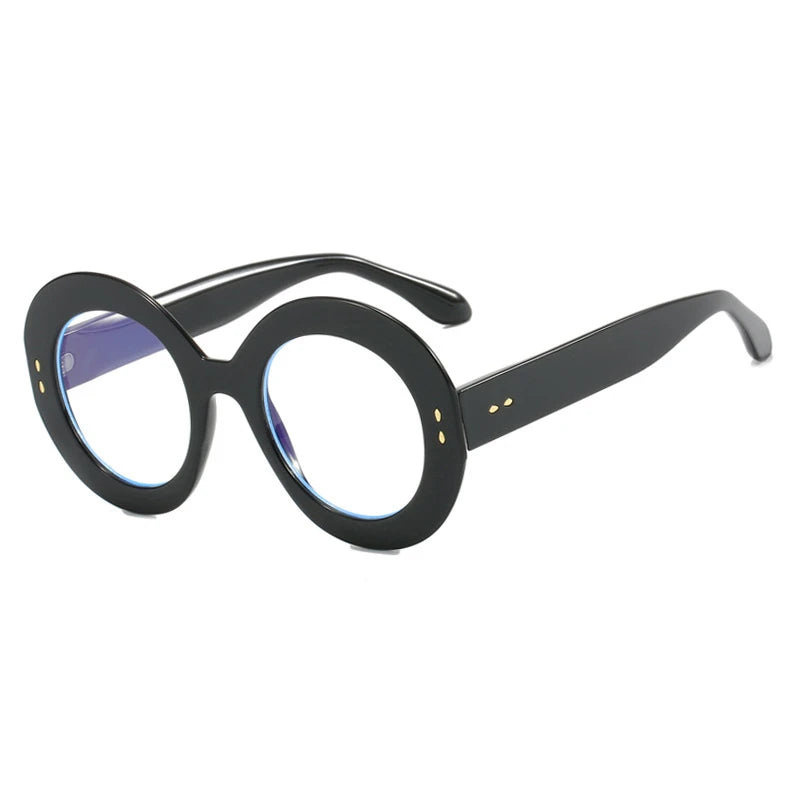 Retro Brand Design Round Thick Edge Leopard Large Femal Frame Photochromic Anti Blue Light Women Reading Glasses Degree 0~+600 - Kimlud