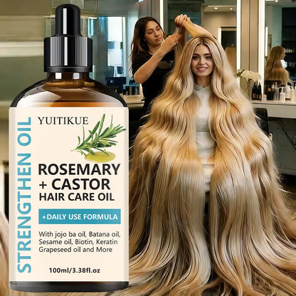 YUITIKUE Rosemary + Castor Strengthening Hair Oil - Daily Use Hair Care Oil with Jojoba & Batana Oil for Hair Growth - Kimlud
