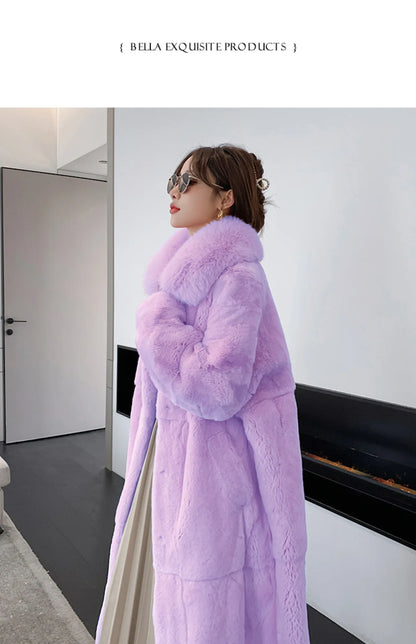 5XL Oversized Autumn Winter Faux Fur Coat Women Loose Long Plush Jackets Thick Warm OverCoat Female  Large Fur Collar Parka 2023