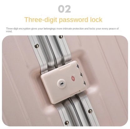 Travel Suitcase Aluminium Frame Wide Trolley Luggage Female Large Capacity Mute Universal Wheel Password Box Carry on...