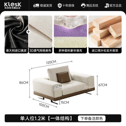 Connery Straight Sofa Linen-cotton Italian Light Luxury Modern Minimalist Living Room Furniture Villa Sofa with Small...