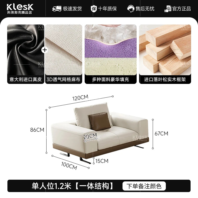 Connery Straight Sofa Linen-cotton Italian Light Luxury Modern Minimalist Living Room Furniture Villa Sofa with Small...