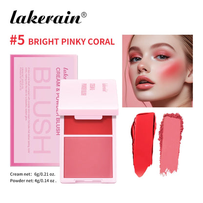 Cream&Powder Blush Palette Natural Long-lasting High Pigment  Blush Makeup Contour Powder Beauty Peach Pink Korean Makeup Blush