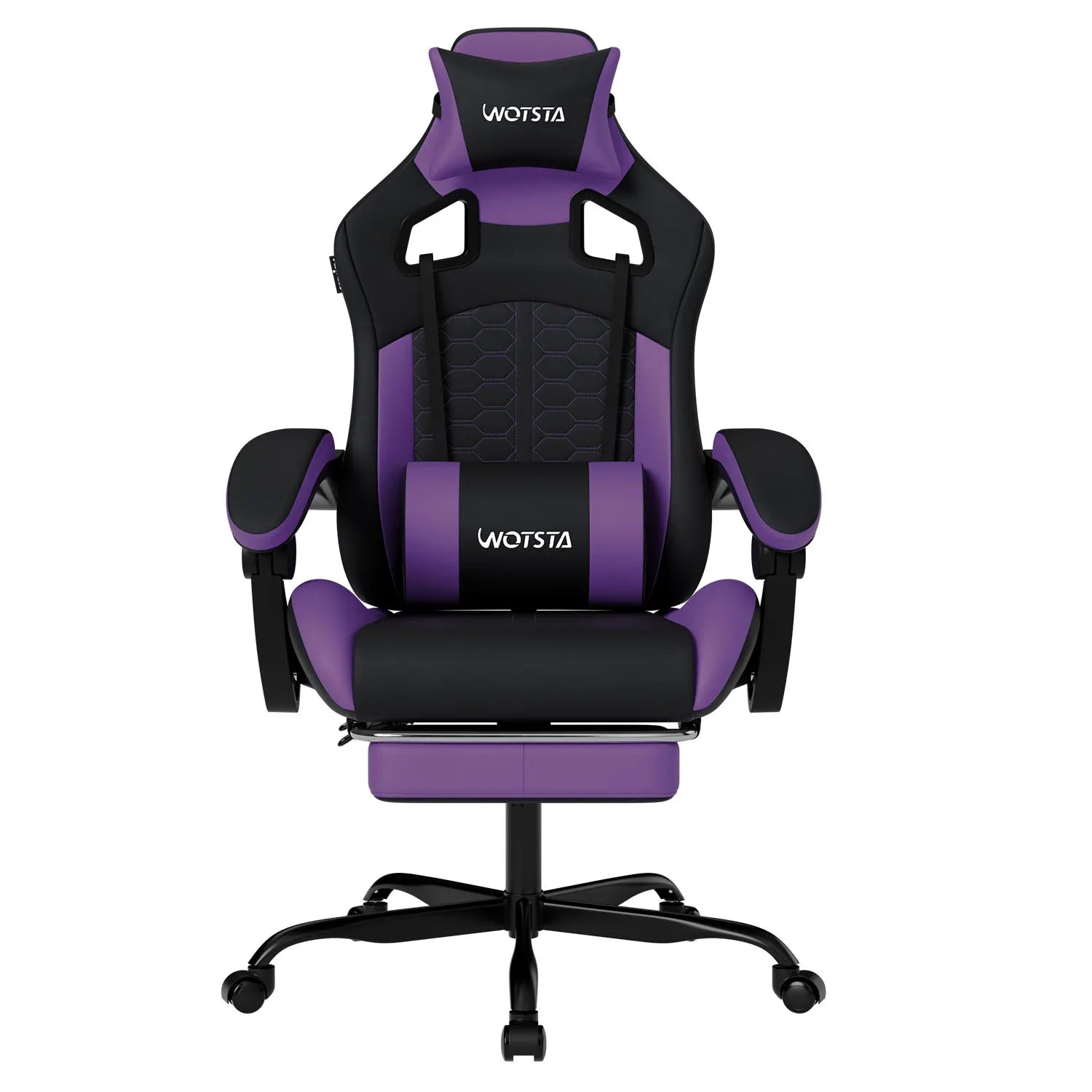 WOTSTA Gaming Chair with Footrest, Lumbar Support, Adjustable Height, Swivel Seat, Headrest ,For Office or Gaming