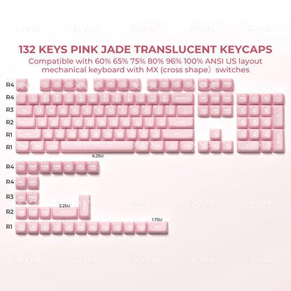 XVX MDA Profile White Jade Double Shot PBT Keycaps Set Translucent Shine Through Keycaps for Mechanical Keyboard 132 Keys