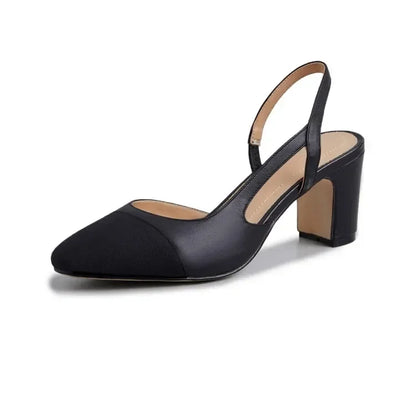 LeShion Of Chanmeb 33-43 Women Luxury Brand Designer Shoes Woman High Heeled Genuine Leather Slingbacks Beige Nude Pumps Classic - Kimlud